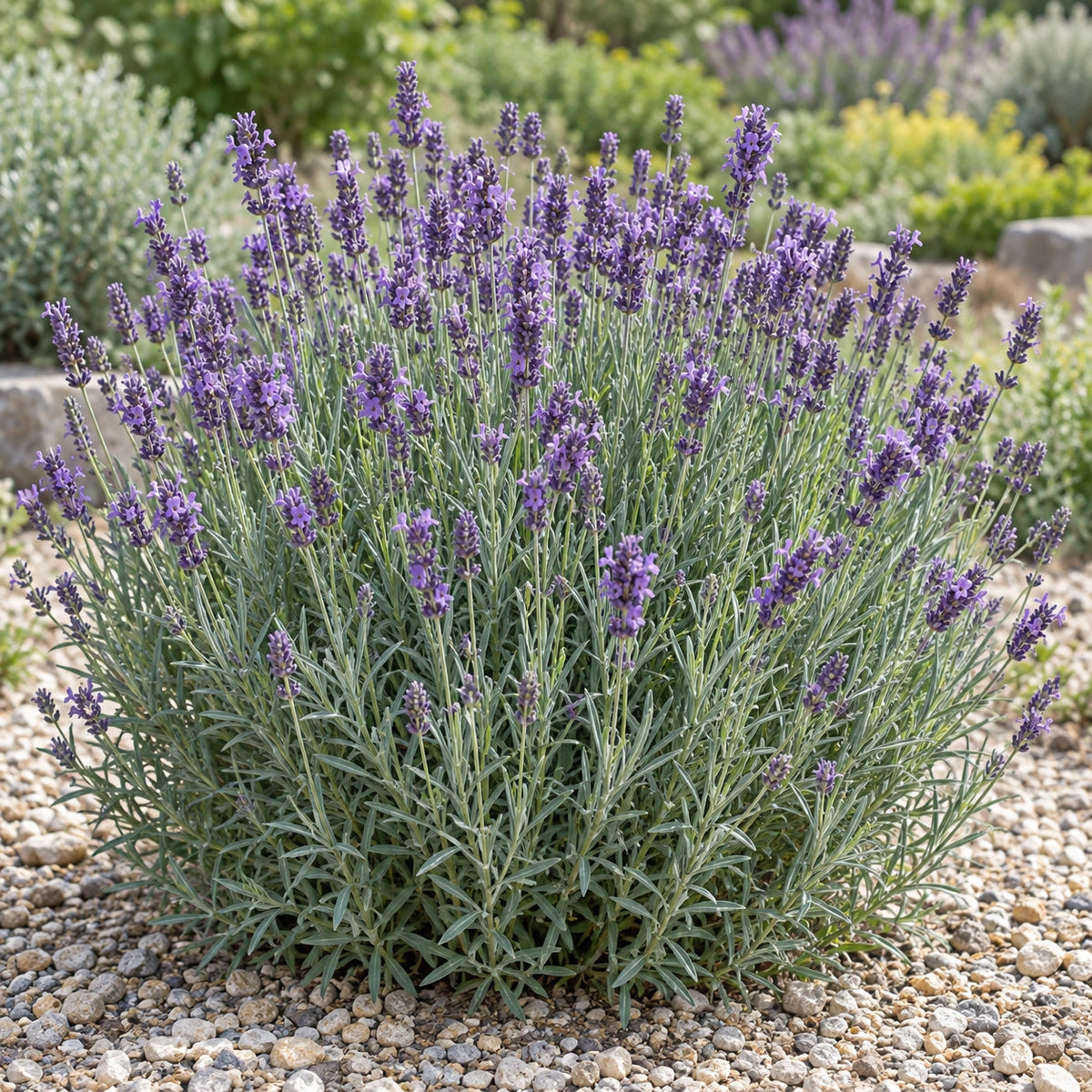 AI-generated illustration of mature Fiona English Lavender in bloom; not the size supplied.