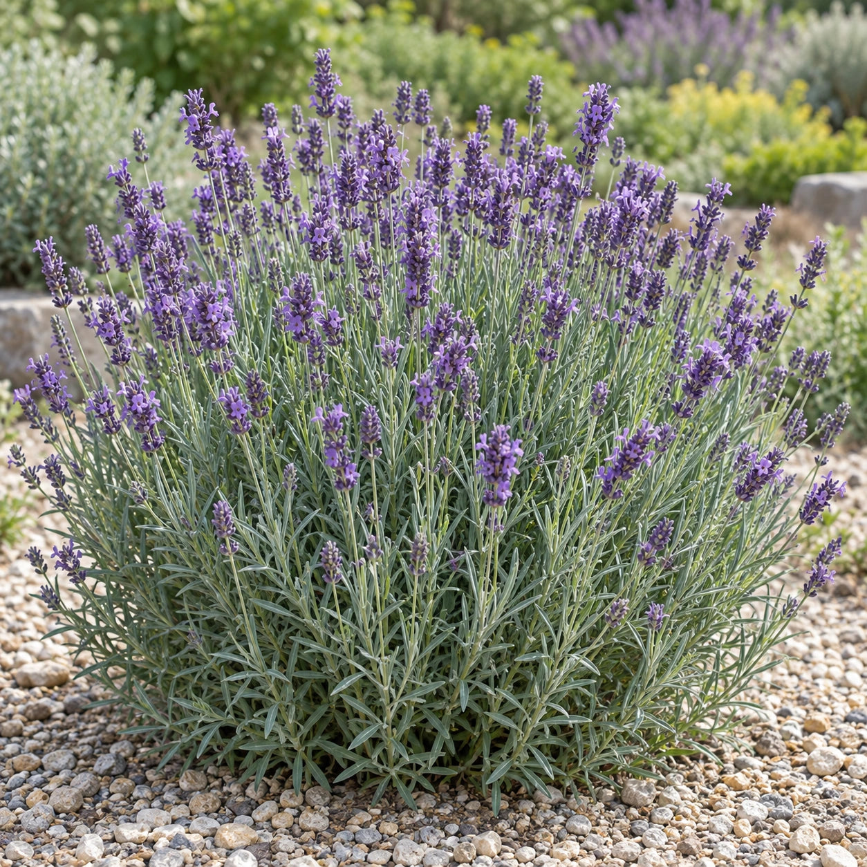 AI-generated illustration of mature Fiona English Lavender in bloom; not the size supplied.