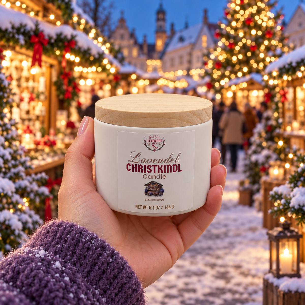 Lavender Christkindl Ceramic Candle
