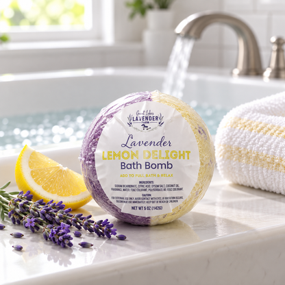 Lavender Lemon Delight Bath Bomb - 5 oz - Great Lakes Lavender Farm