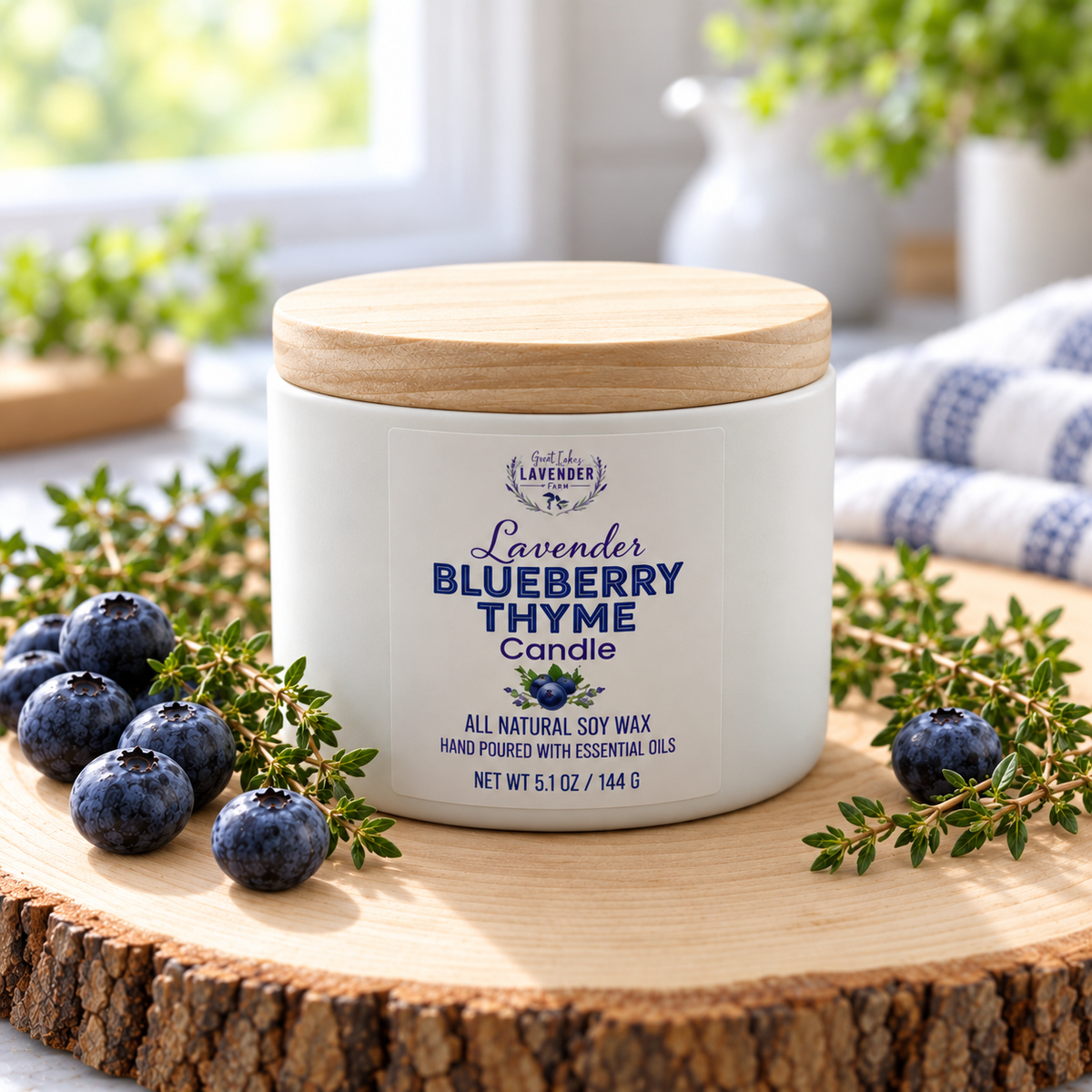 Lavender Blueberry Thyme Ceramic Candle