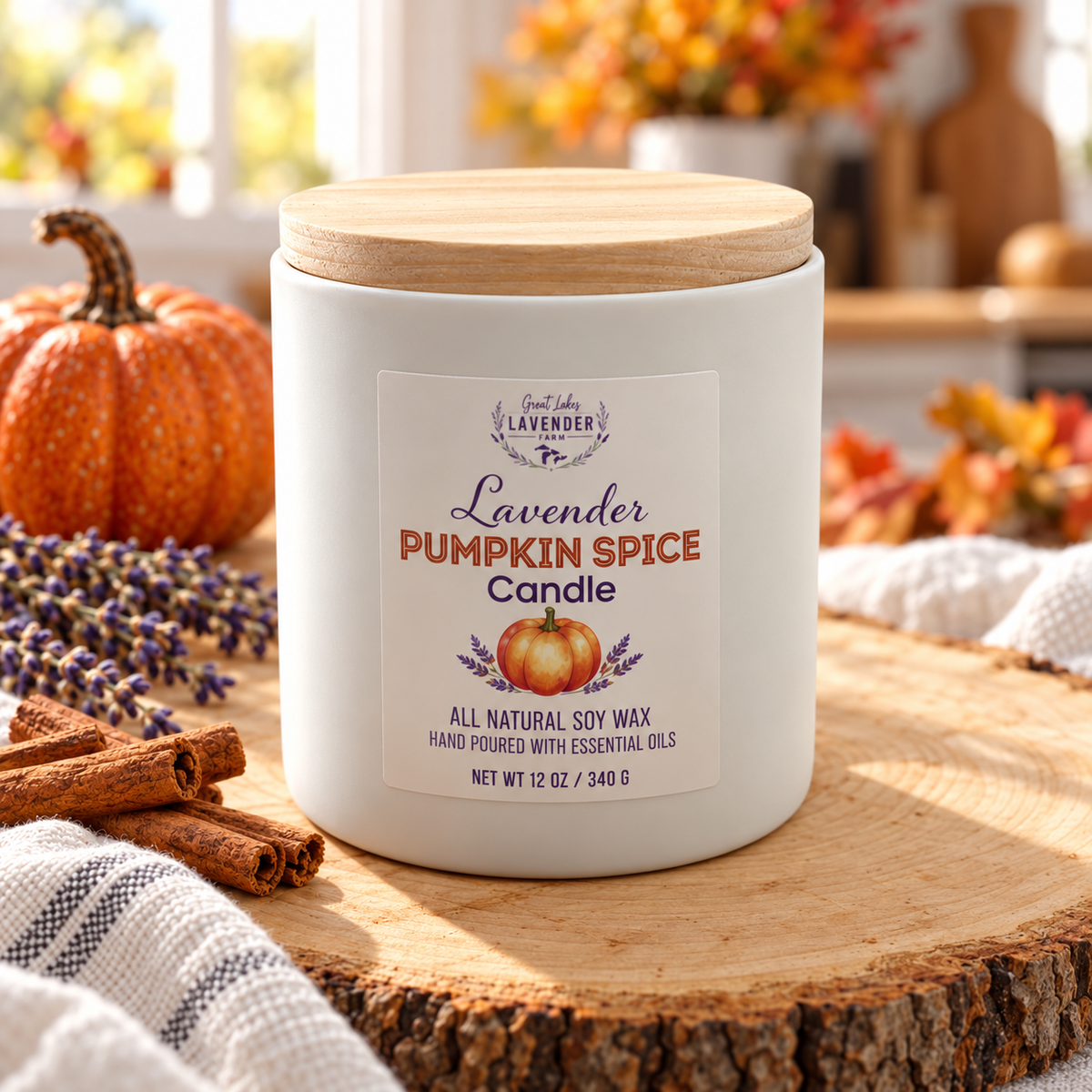 Lavender Pumpkin Spice Ceramic Candle
