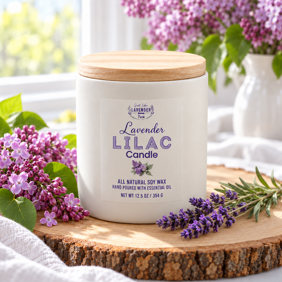 Lavender Lilac Ceramic Candle