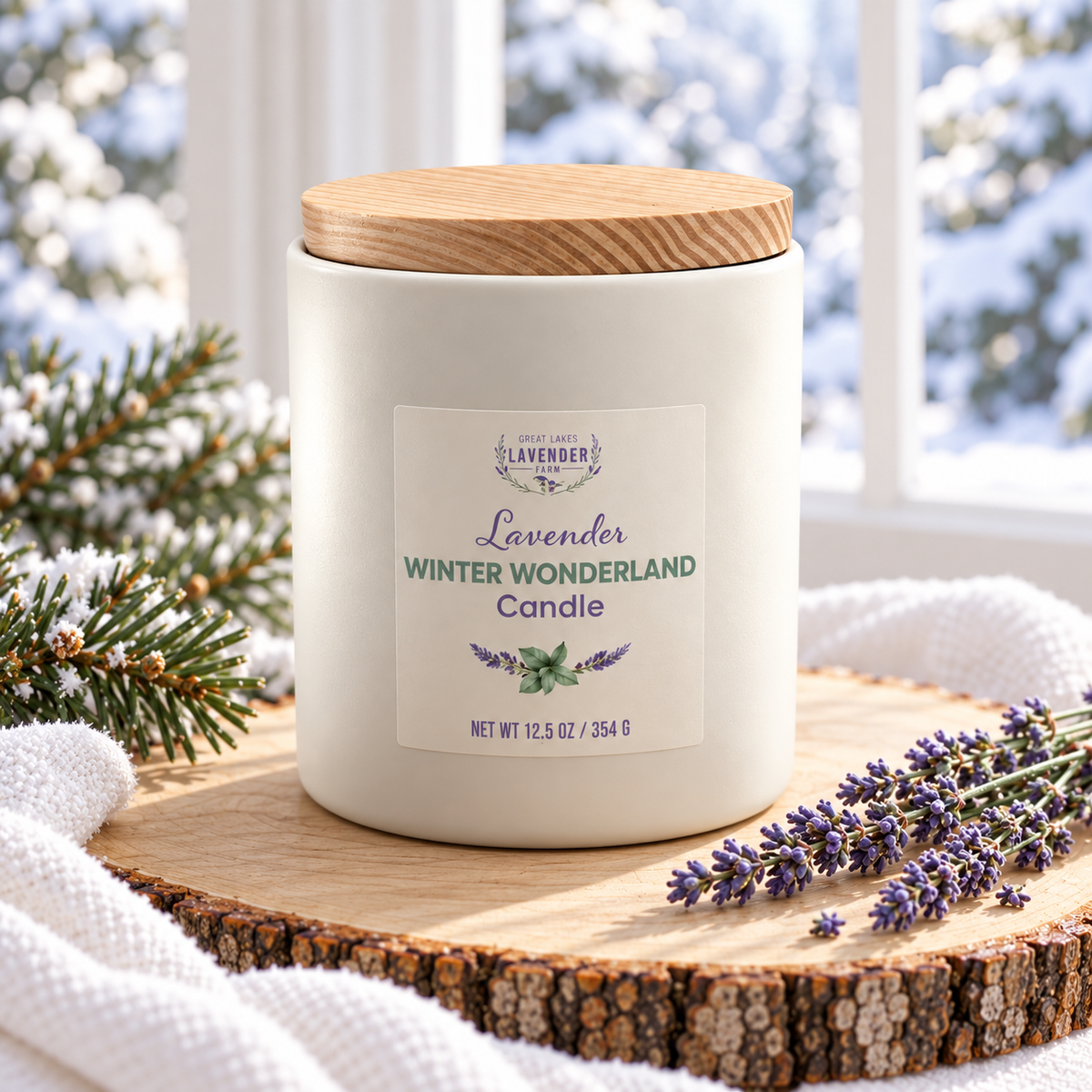 Lavender Winter Wonderland Ceramic Candle