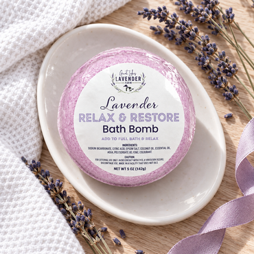Lavender Relax & Restore Bath Bomb - 5 oz - Great Lakes Lavender Farm