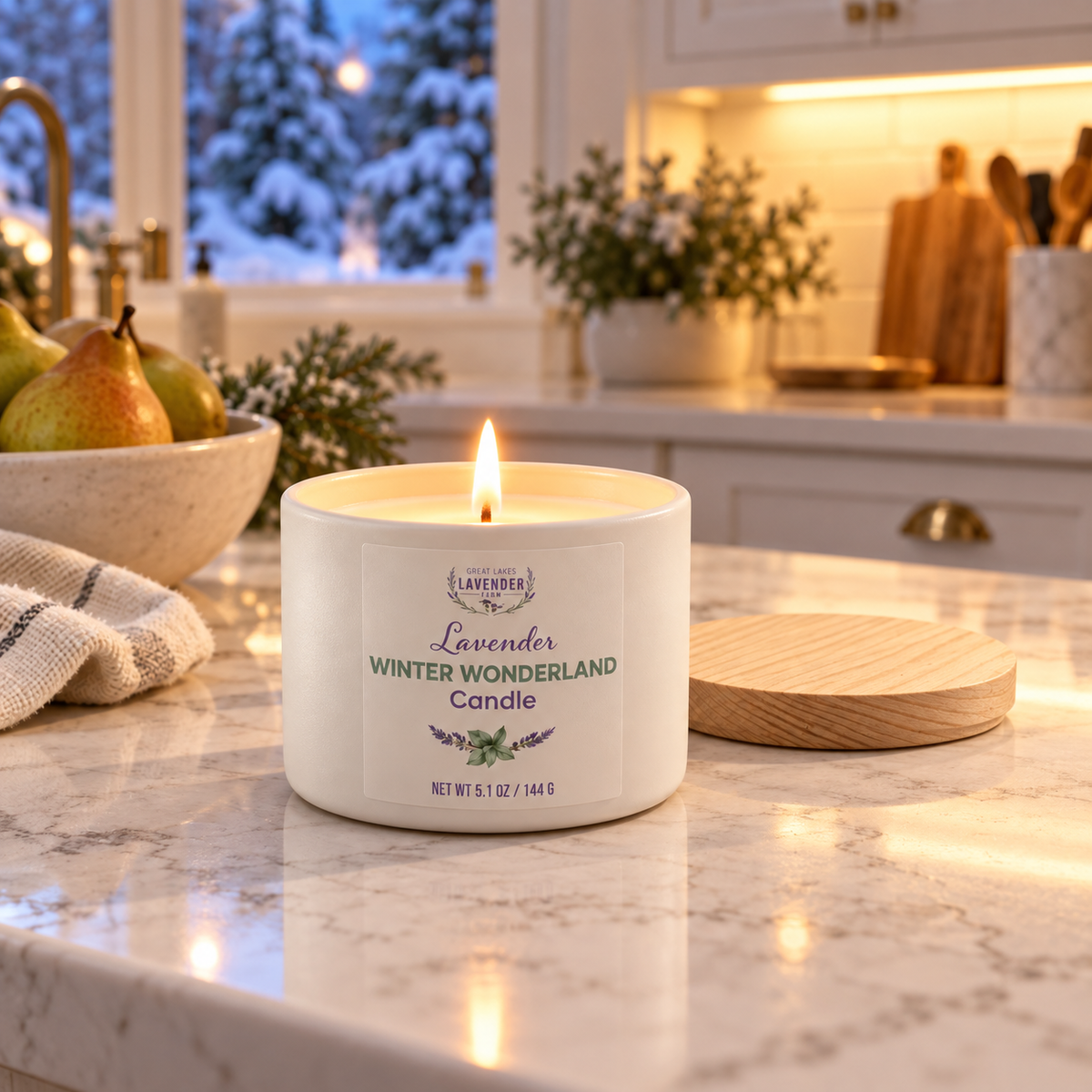Lavender Winter Wonderland Ceramic Candle