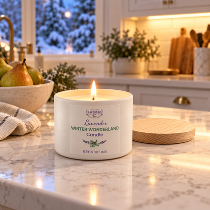 Lavender Winter Wonderland Ceramic Candle