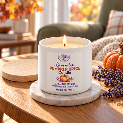 Lavender Pumpkin Spice Ceramic Candle