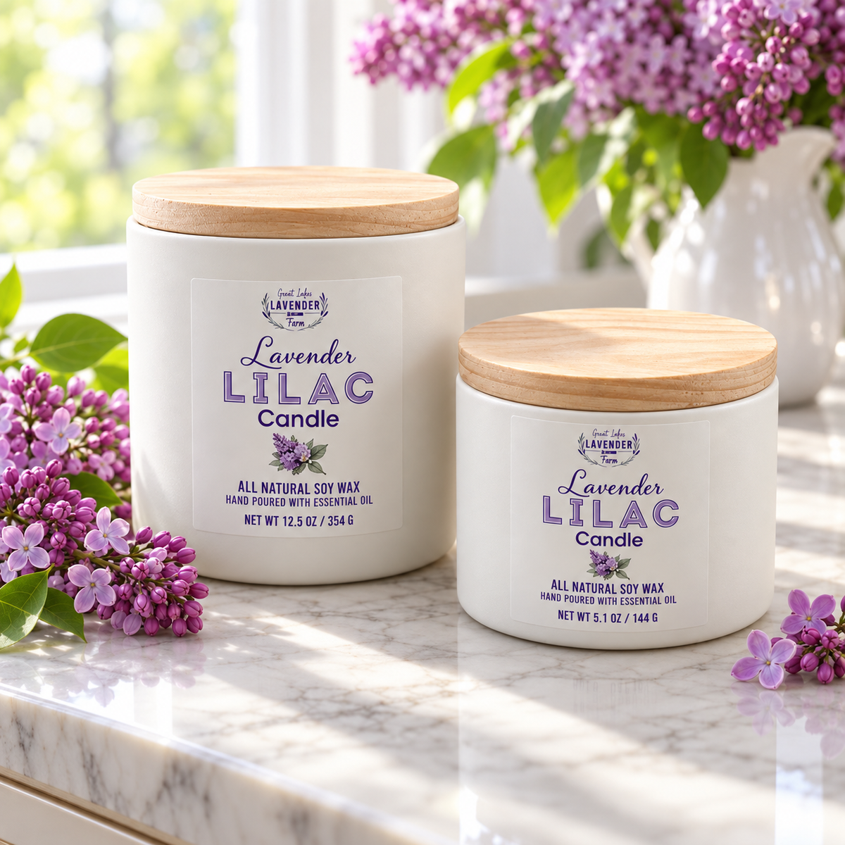Lavender Lilac Ceramic Candle