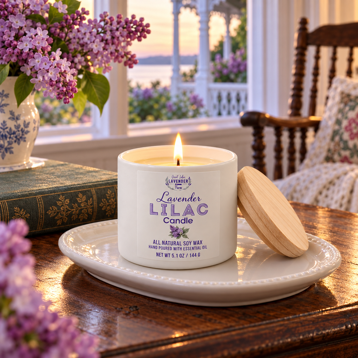 Lavender Lilac Ceramic Candle