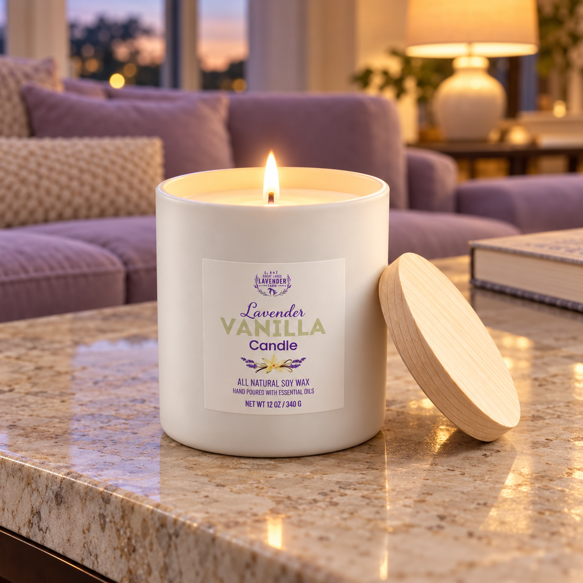 Lavender Vanilla Ceramic Candle