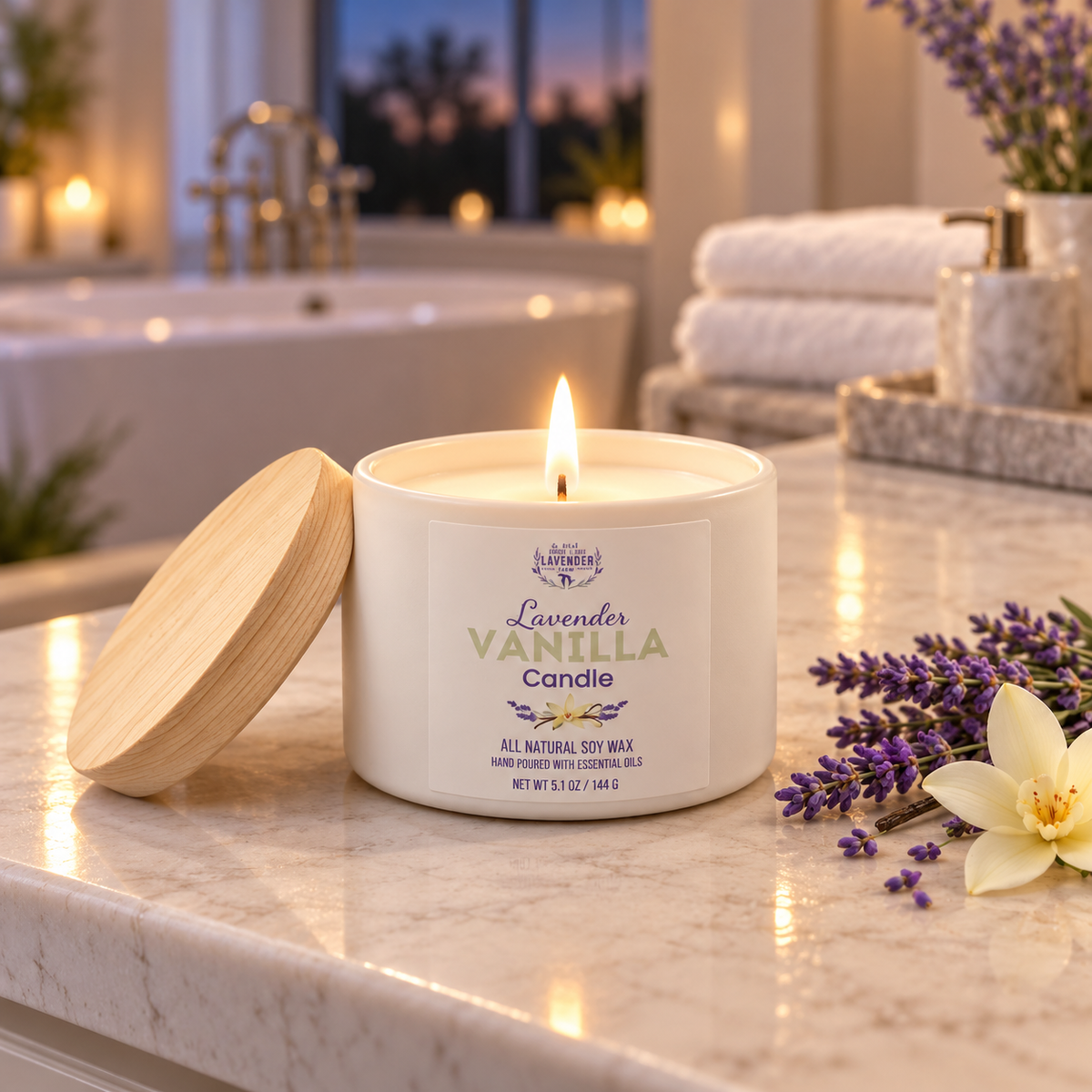Lavender Vanilla Ceramic Candle