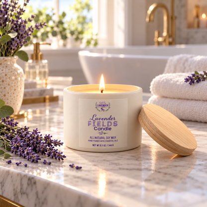 Lavender Fields Ceramic Candle
