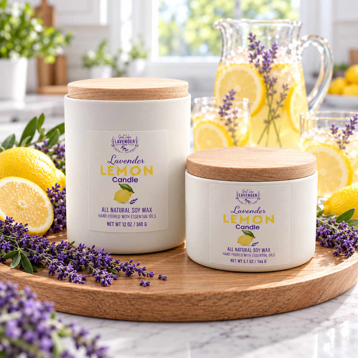 Lavender Lemon Ceramic Candle