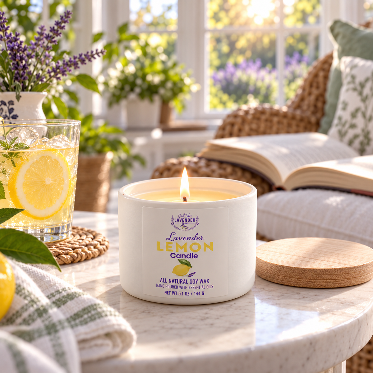 Lavender Lemon Ceramic Candle