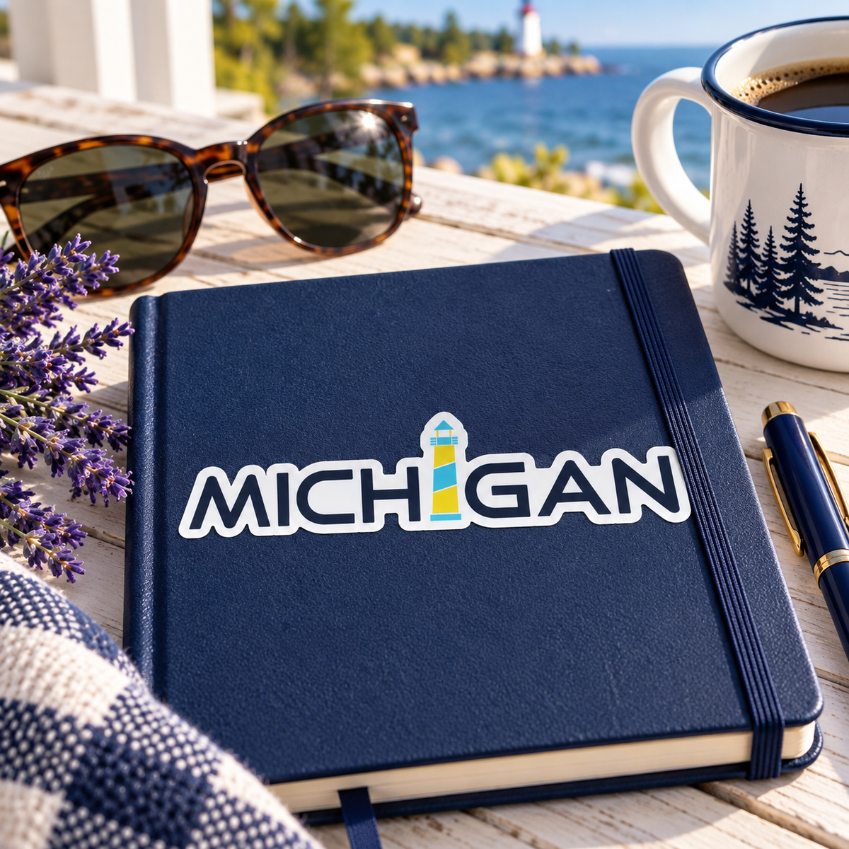 Michigan Lighthouse Lavender Sticker