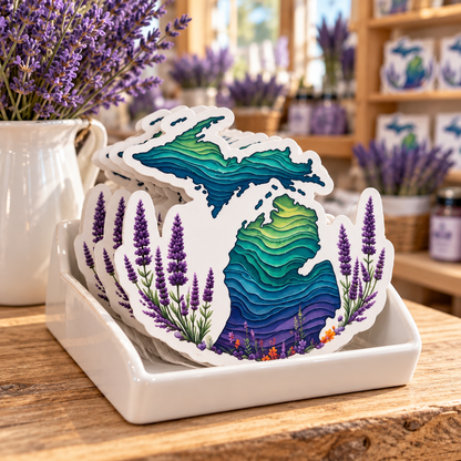 Michigan Waves Lavender Sticker