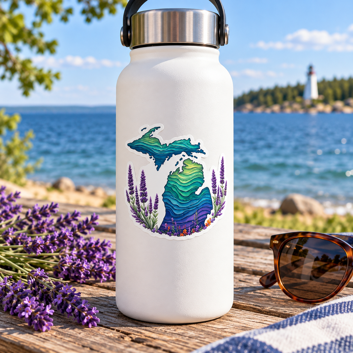 Michigan Waves Lavender Sticker