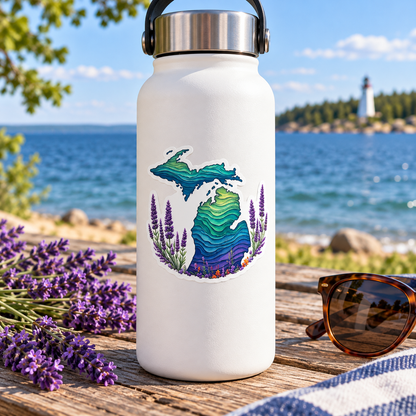 Michigan Waves Lavender Sticker