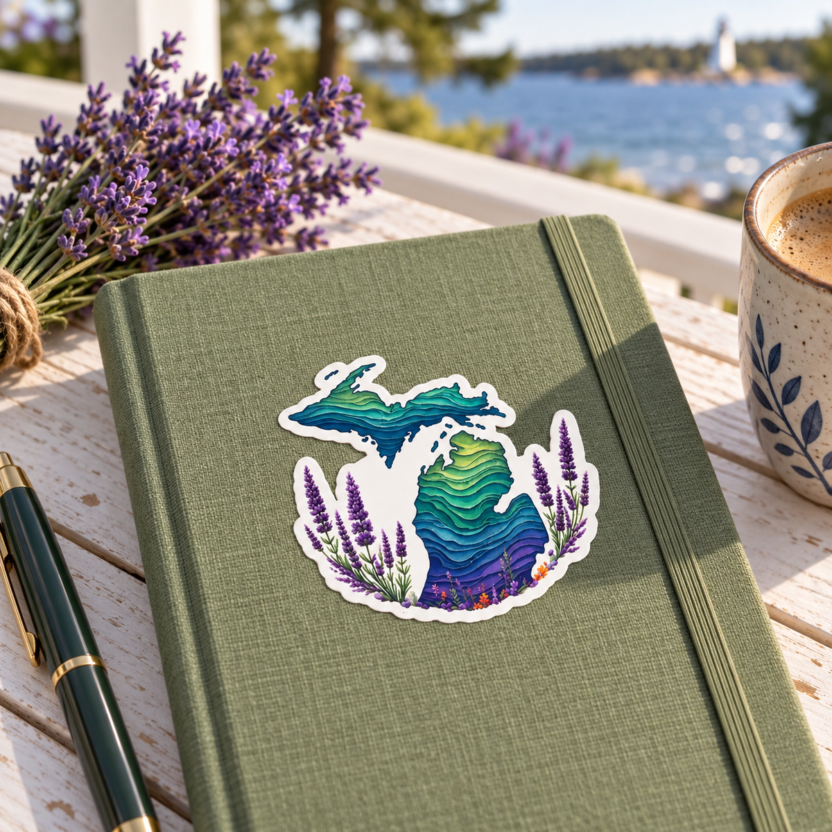 Michigan Waves Lavender Sticker