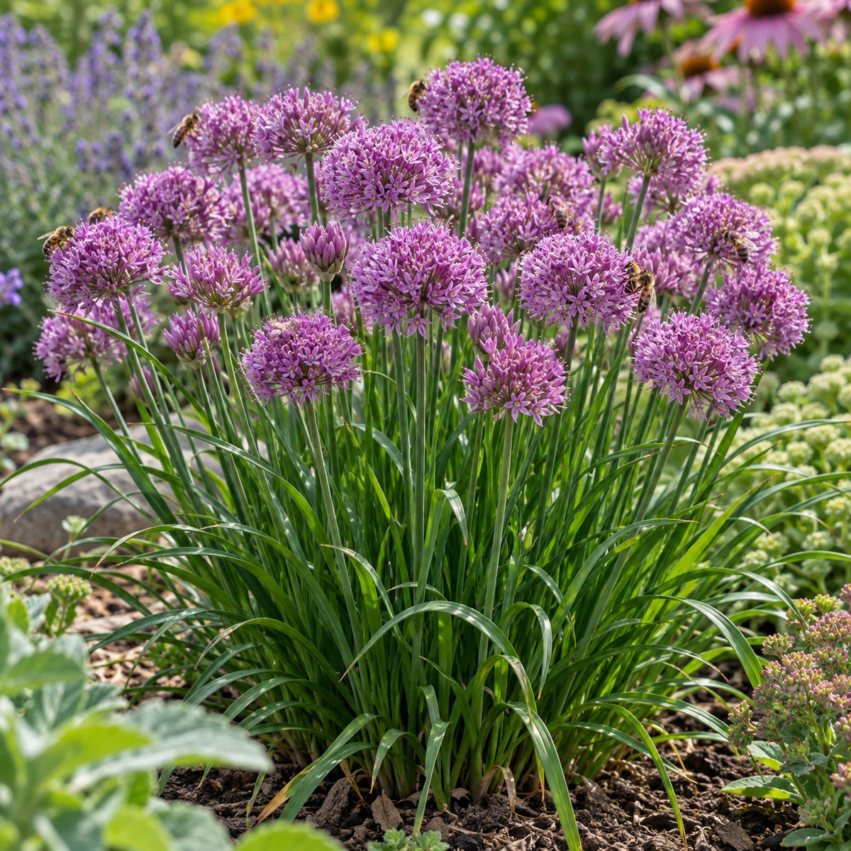 All the Buzz Ornamental Onion growing in a garden