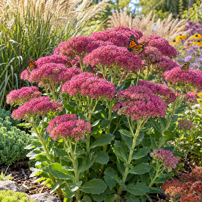 Autumn Fire Autumn Stonecrop growing in a garden