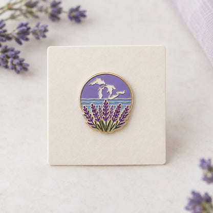 Illustration of Great Lakes Lavender Farm Logo Pin