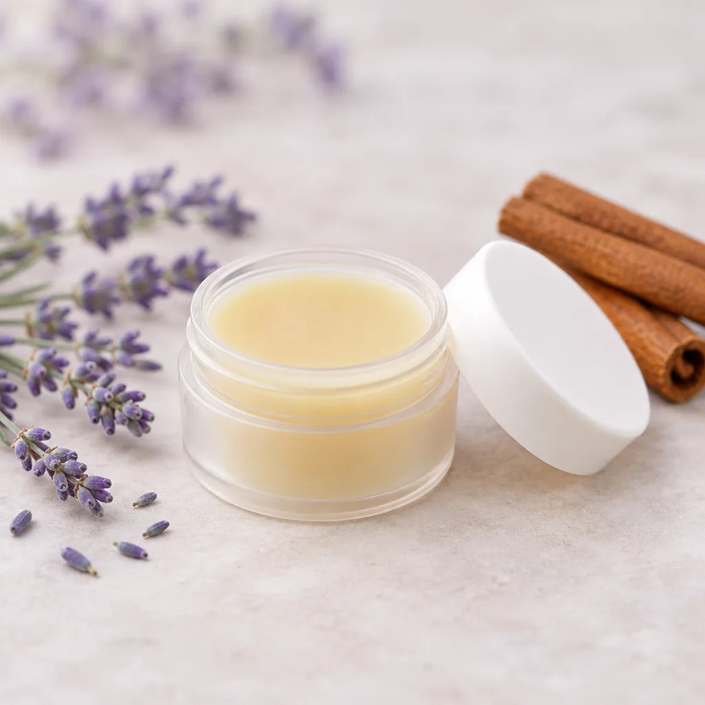 Illustration of Lavender Cinnamon Roll Lip Balm