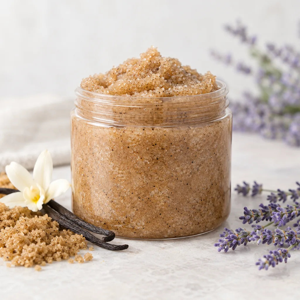 Illustration of Lavender Vanilla Brown Sugar Scrub