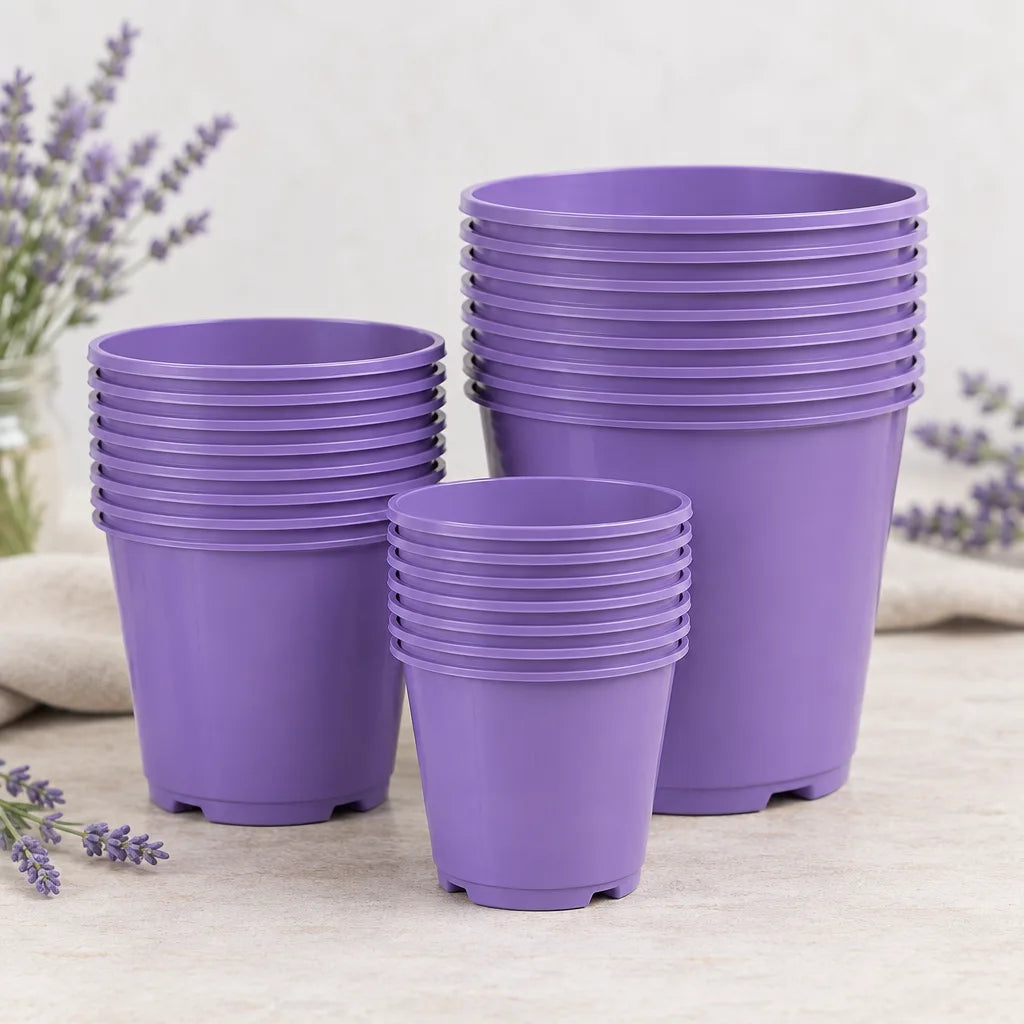 Illustration of Purple Plastic Nursery Pots – 10 Pack