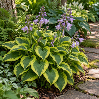 Golden Tiara Hosta growing in a garden