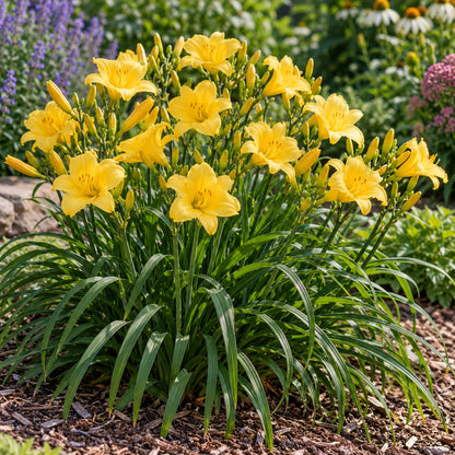 Happy Returns Daylily growing in a garden
