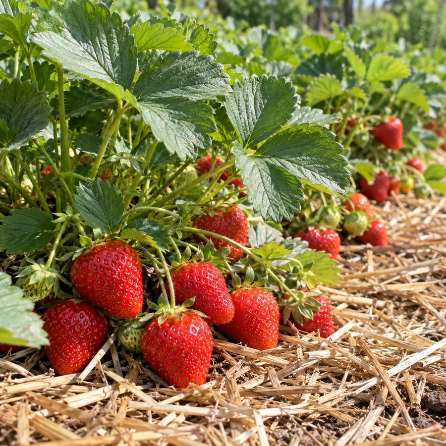 Honeoye Strawberry growing in a garden