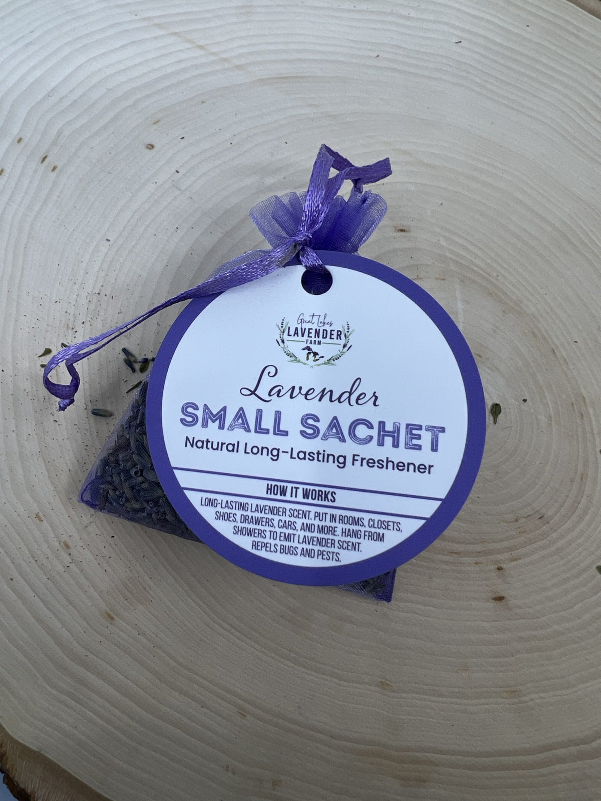 Blank custom-label mockup for Great Lakes Lavender Farm Sachet Bag Filled with Lavender Buds - 11g