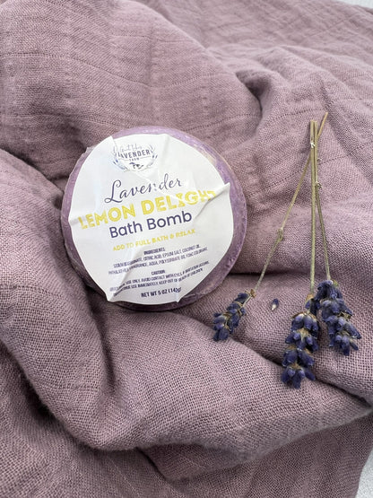 Lavender Lemon Delight Bath Bomb - 5 oz - Great Lakes Lavender Farm