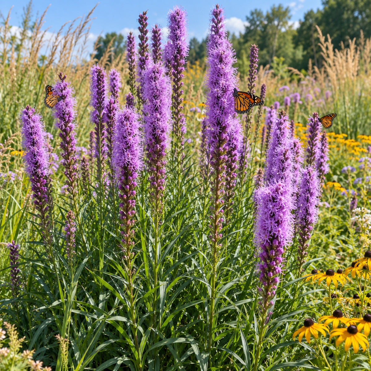 Lavender Glowsticks Prairie Blazing Star growing in a garden
