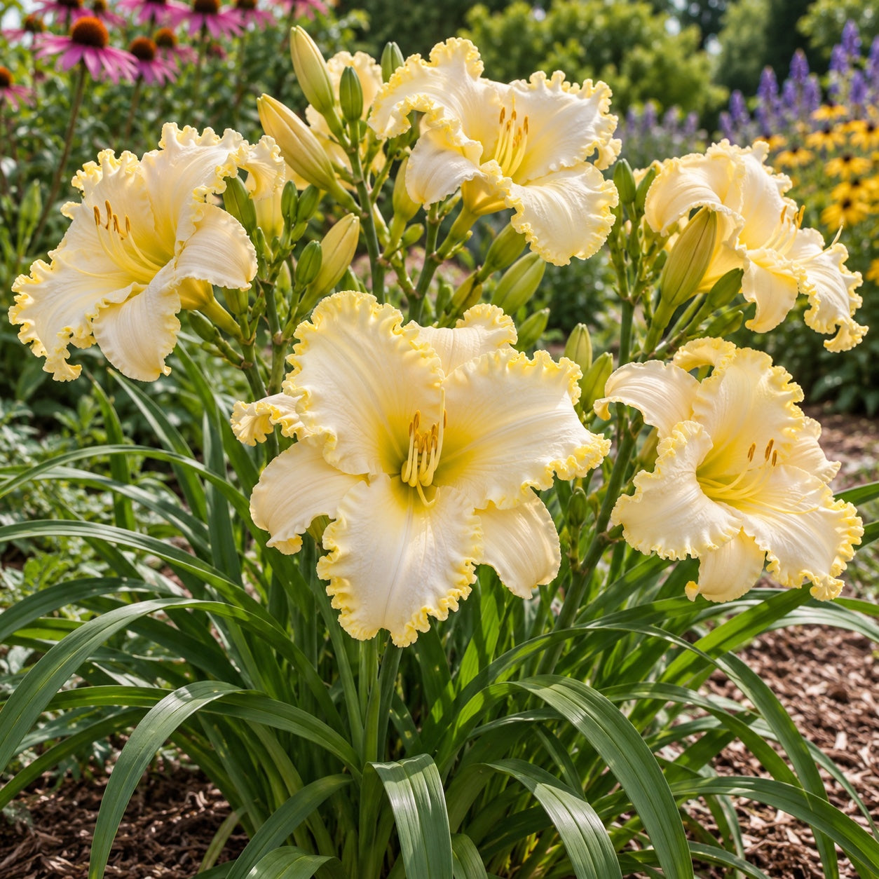 Marquee Moon Daylily growing in a garden