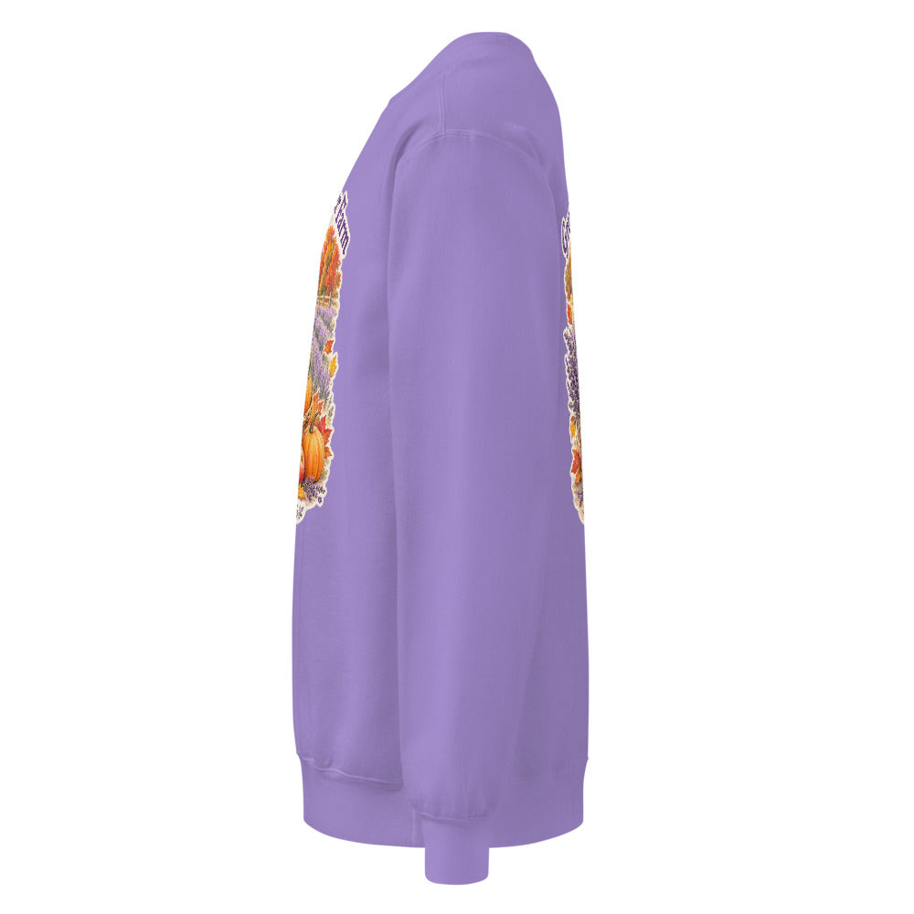 Apples, Pumpkins & Lavender Crewneck Sweatshirt in Violet