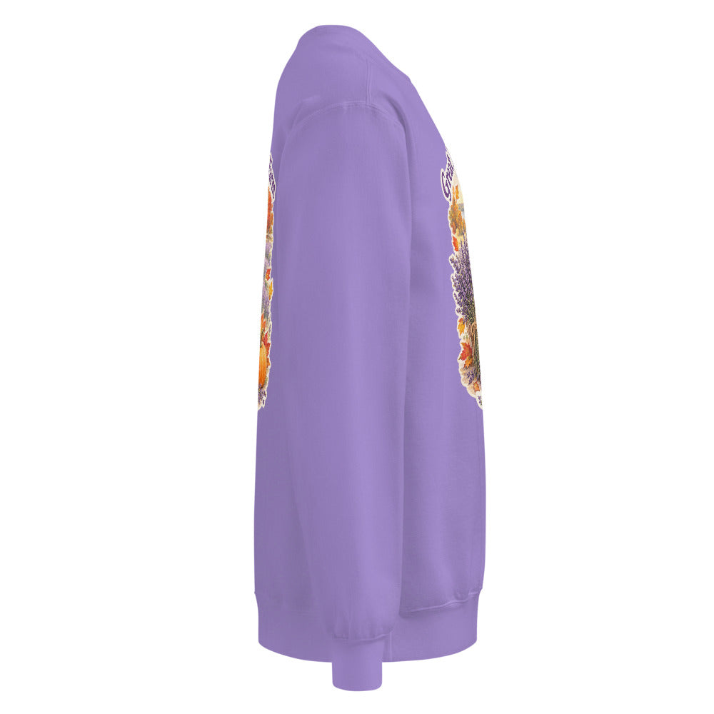 Apples, Pumpkins & Lavender Crewneck Sweatshirt in Violet