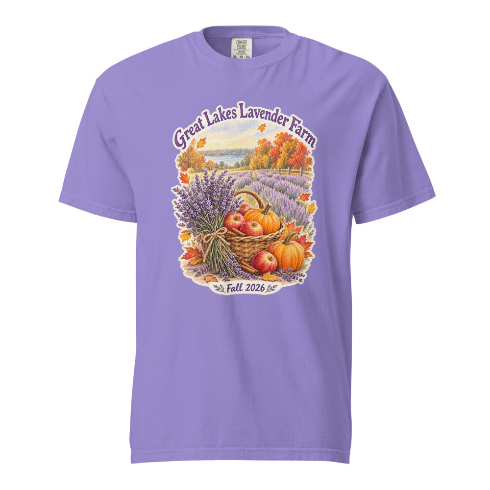 Apples, Pumpkins & Lavender Garment-Dyed T-Shirt in Violet