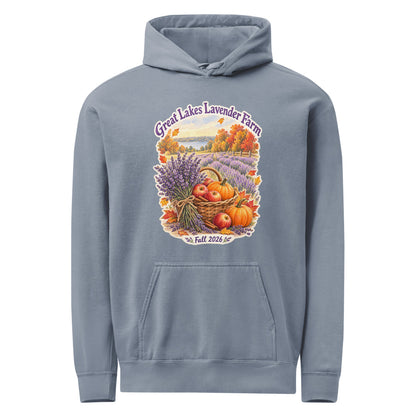 Apples, Pumpkins & Lavender Hoodie in Blue Jean