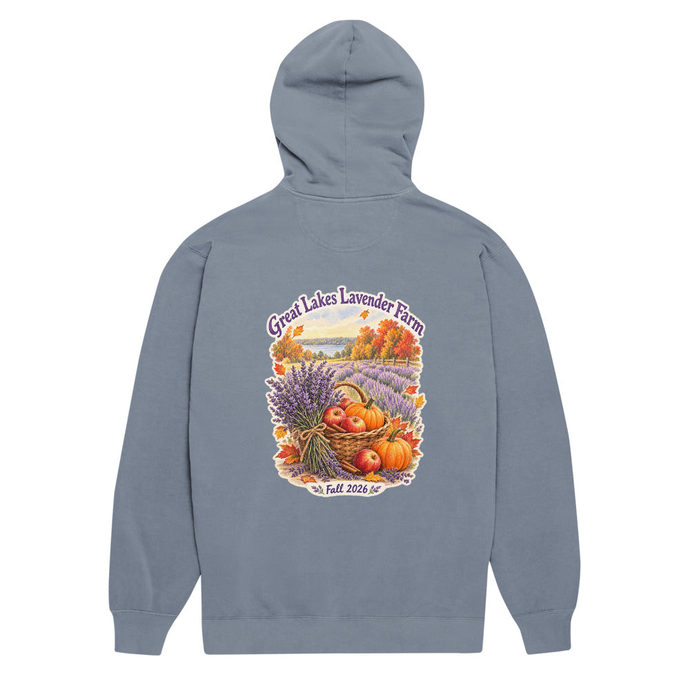 Apples, Pumpkins & Lavender Hoodie in Blue Jean