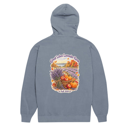 Apples, Pumpkins & Lavender Hoodie in Blue Jean