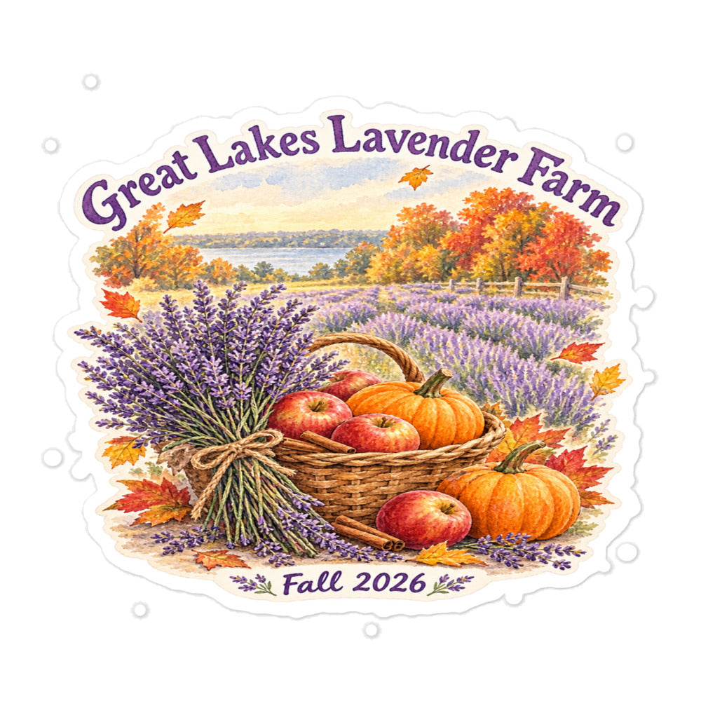 Apples, Pumpkins & Lavender Sticker in White