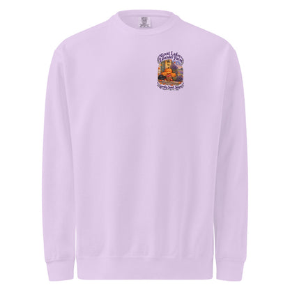 Lantern Porch Lavender Crewneck Sweatshirt in Orchid · Pocket front + big back (back)