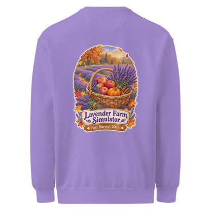 Lavender Farm Simulator Apple & Pumpkin Harvest Row Crewneck Sweatshirt in Violet
