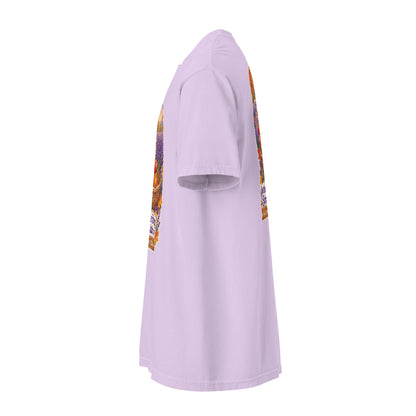 Lavender Farm Simulator Apple & Pumpkin Harvest Row Garment-Dyed T-Shirt in Orchid