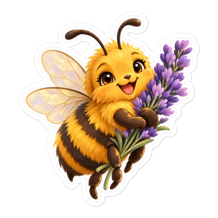 Lavender Farm Simulator Busy Lavender Bee Sticker in White