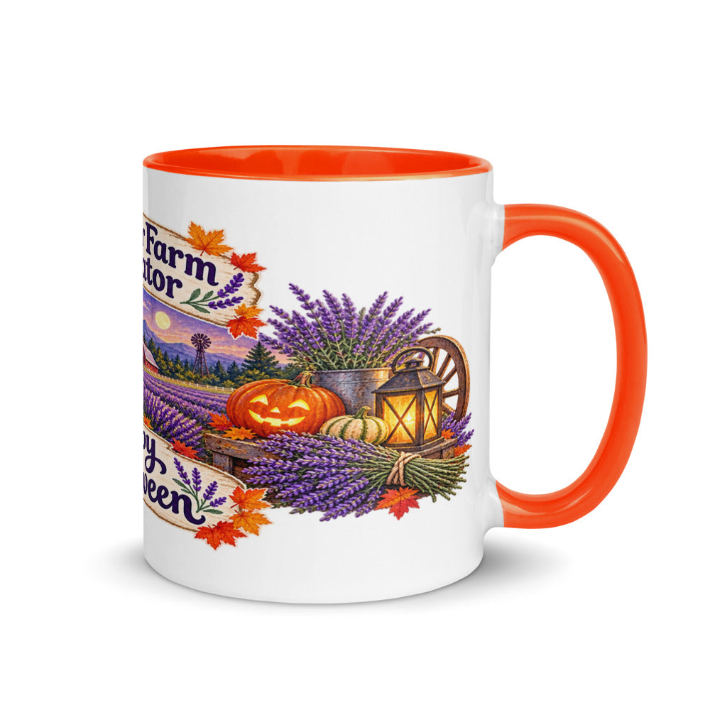 Lavender Farm Simulator Lantern Porch Lavender Color-Inside Mug in Orange