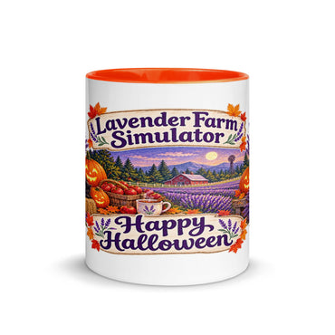 Lavender Farm Simulator Lantern Porch Lavender Color-Inside Mug in Orange